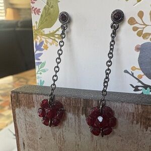 Source Unknown Ruby Red Chain Earrings